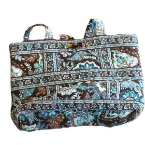 Vera Bradley Blue Brown Java Print Purse EUC